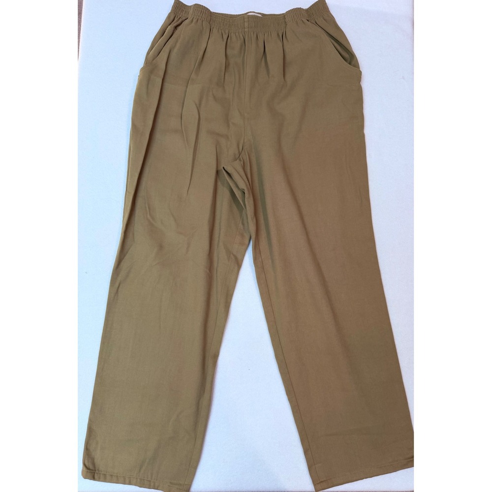 Koret City Blues Womens Size 14 Khaki Elastic Waist Pull On Straight Leg Pants